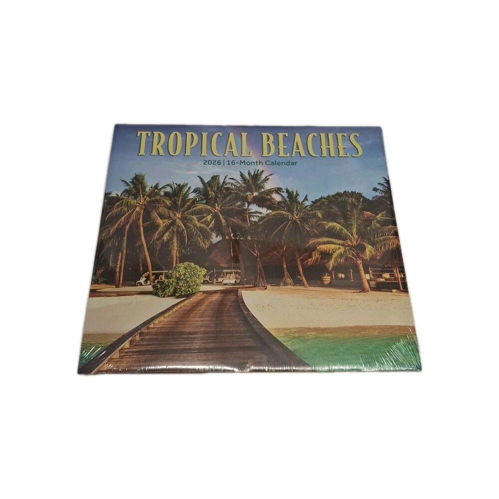 2026 Tropical Beaches Calendar 20" X 11" open FAST DELIVERY